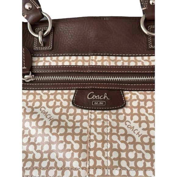 Coach Penelope Op Art Brown Leather Coated Canvas Purse - Picture 15 of 16